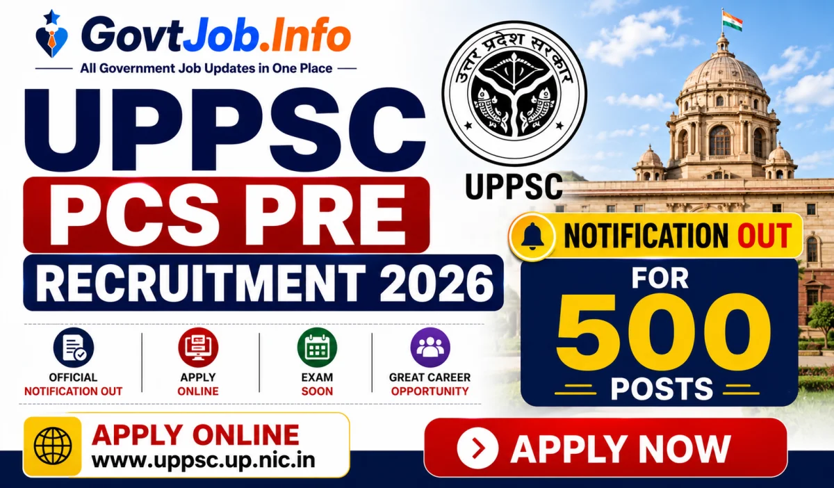 UPPSC PCS Pre Recruitment 2026 Apply Online, 500 Vacancies, Eligibility ...
