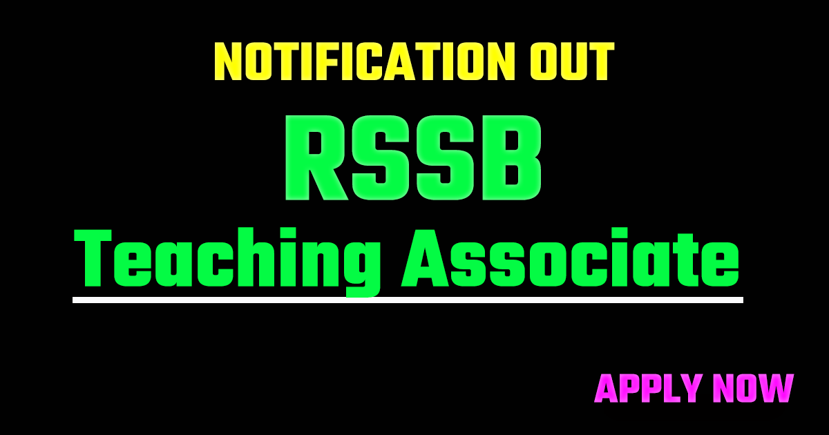 Rajasthan RSSB Teaching Associate 2026