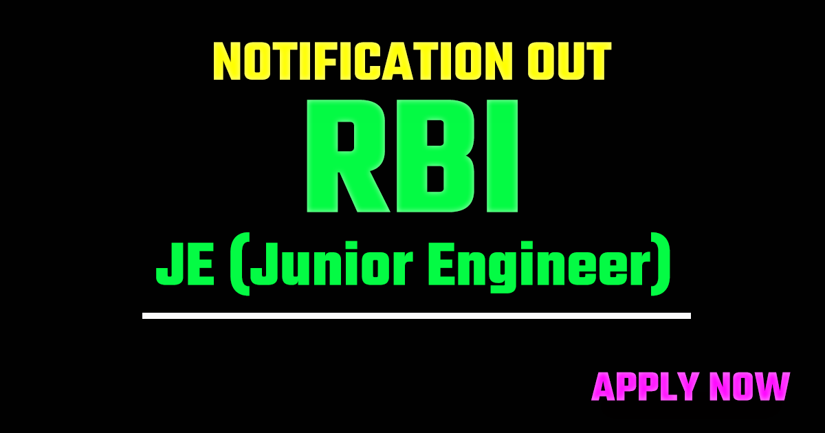 RBI JE (Junior Engineer) Recruitment 2026